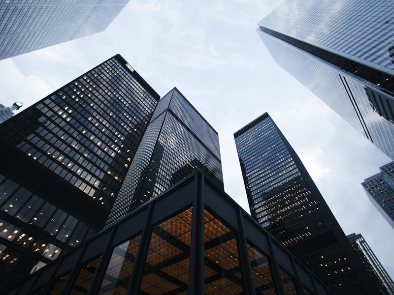 Modern commercial high-rise buildings representing secured facilities